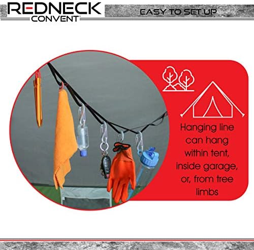 Redneck Convent RC Tent Organizer Line Kit - 5ft Campo de camping Linha de engrenagem da tenda e ganchos de