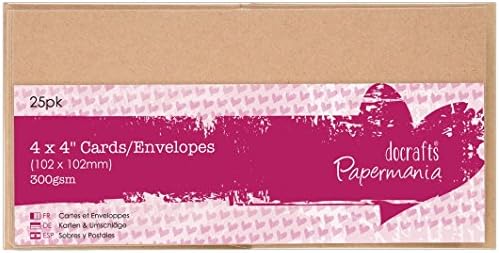 Docrafts PM151605 Cartões quadrados/envelopes da Papermania 4 por 4 polegadas, Kraft, 25-Pack
