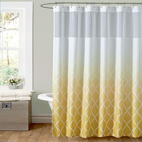 Cortina de chuveiro branca de ouro yostev com janela superior de malha, cortinas de chuveiro geométricas