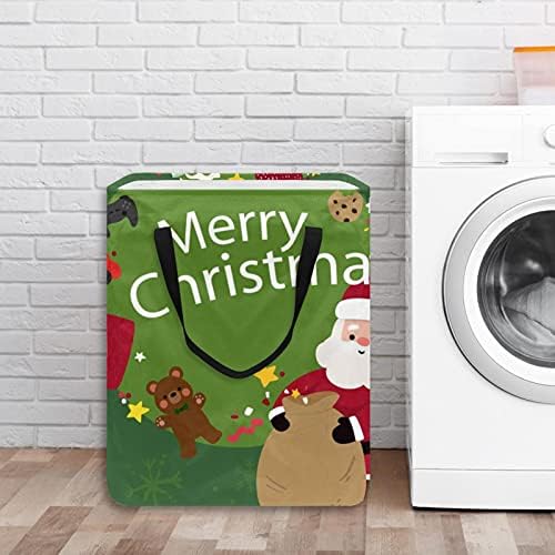Feliz Christmasd lavanderia Bin Bin de armazenamento dobrável com alças para cesto, quarto de crianças, armazenamento