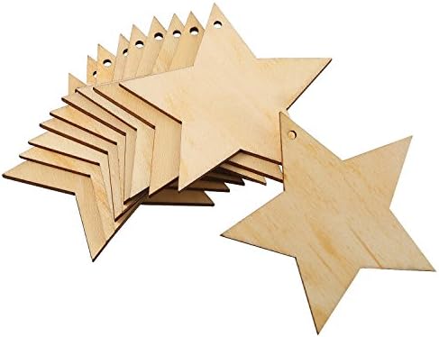 Pangda 20 Pacote recortes de estrela de madeira pendurados Ornamentos com 20 pacotes para casamento,