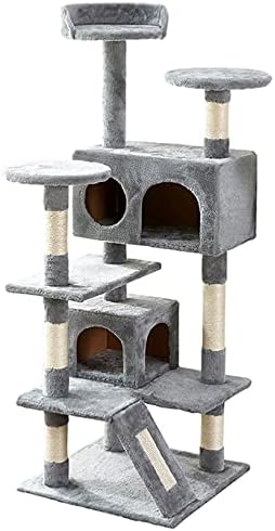 Torre de gato, 52,76 polegadas de gato com sisal scratching tábio, casa na árvore de gatos com plataforma acolchoada,