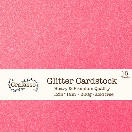 Crafasso 12 x 12 300gms pesados ​​e premium cartolina, 15 folhas, rosa quente