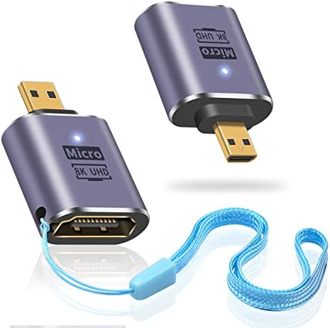 DUTTEK 8K HDMI para adaptador Micro HDMI, Adaptador de Extensão Micro HDMI padrão, Adaptador 2.1,