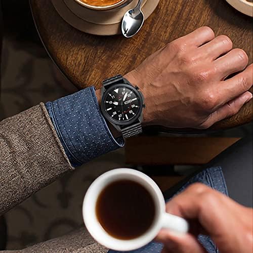 Ezmvzku 22mm Galaxy Watch 3 45mm Redes de metal de 45 mm Compatível com Samsung/Garmin Venu 2/Forerunner 265/Amazfit GTR 4, correias de negócios de aço inoxidável para homens com pulso grande
