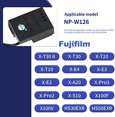 DSTE CP-W126 Adaptador de energia CA NP-W126 Kit de bateria fictícia compatível com Fujifilm NP-W126S,