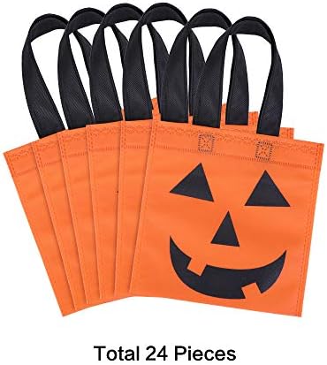 24 peças Halloween Jack-o-Lantern Pumpkin Tote Bags Halloween Sacos de doces não tecidos Flue