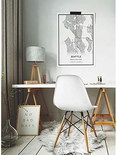 Square Seattle Map Poster Print | Arte da parede preta e branca moderna | Decoração da casa escandinava