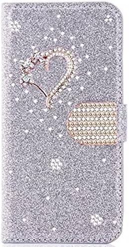 Caixa da carteira XYX para Samsung Galaxy S10 Plus, Glitter Crystal Love Diamond Flip Card Slot