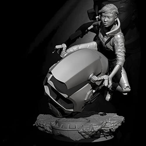 Goodmoel 75mm 1/24 Motocicleta de ficção científica assassina feminina kit de figura sem montagem