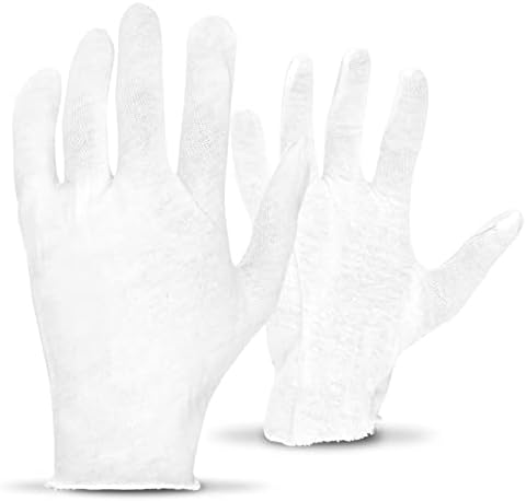 Luvas de inspeção branca, algodão macio, 12 pares, peso médio, manuseio de antiguidades, desgaste da