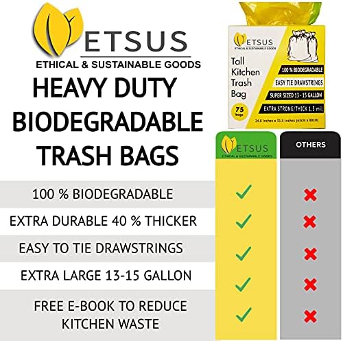 Sacos de lixo biodegradáveis ​​do Etsus para caixas de 13 a 15 galões - sacos altos de lixo