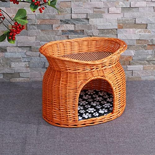 Cama de gato de verão Cama de cesta de cesta de cesta de cesta de cesta de vime de vime de gato para duas casas