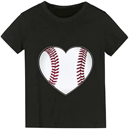 Verão Solid Color Baseball coração desenho animado Boys and Girls Tops de manga curta camisetas para meninos