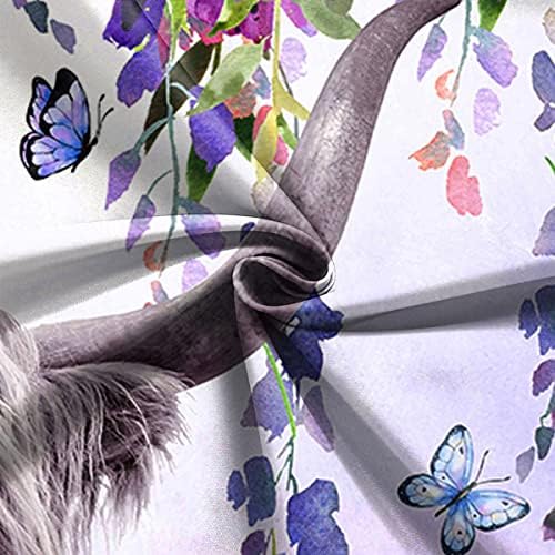 Duluda Purple Flower Chuser Curtain Highland Cow Bull Get Naked Fabric Farmhouse Aquarela na planta superior Com