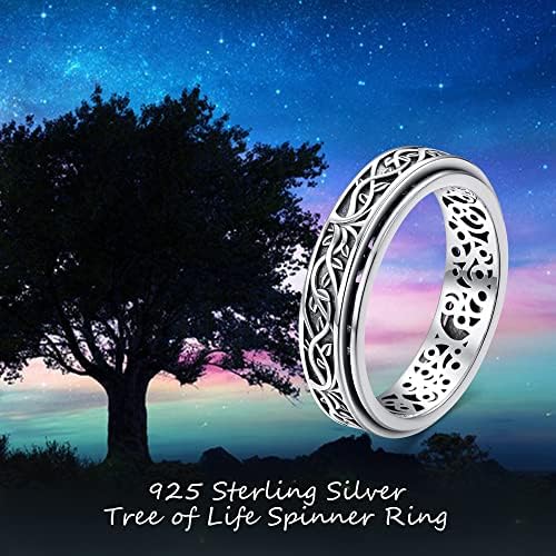 Anel de prata esterlina de Yafeini Fidget para mulheres Celtic Nó/girassol/margarida/coração/árvore