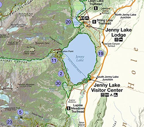 Caminhadas diárias do Guia do Mapa do Parque Nacional Grand Teton