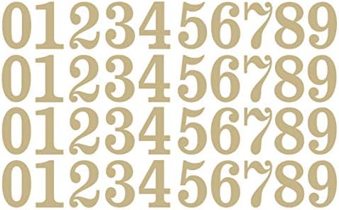 0-9 Números Decalques de adesivos de vinil ouro 1/2 a 12