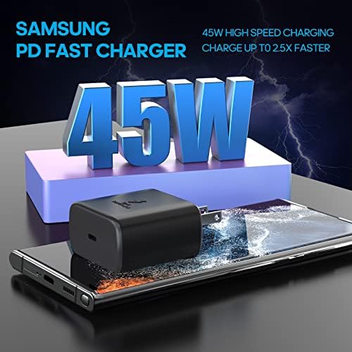 Samsung 45W USB-C Super Fast Charging Wall Charger para Samsung Galaxy S23 S22 S21 S20 Ultra Plus NOTA 10+ Bloco