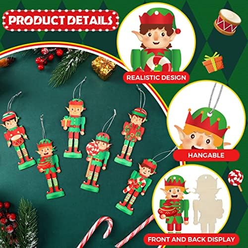 48 PCs Christmas Nutcrackers Decorações Decorações de noz de madeira penduradas Ornamentos definidos