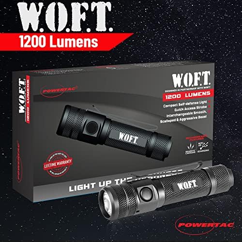 Powertac W.O.F.T 1200 Lumen LED LUZ - Lanterna de bolso de engrenagem tática - Lanterna recarregável