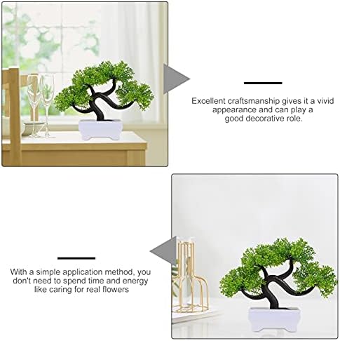 Vorcool 2pcs convidados artificiais Greeting Pine Bonsai Tree Like Like Tree Fake Potten para sala de estar em casa externa em casa, desktop da sala de estar