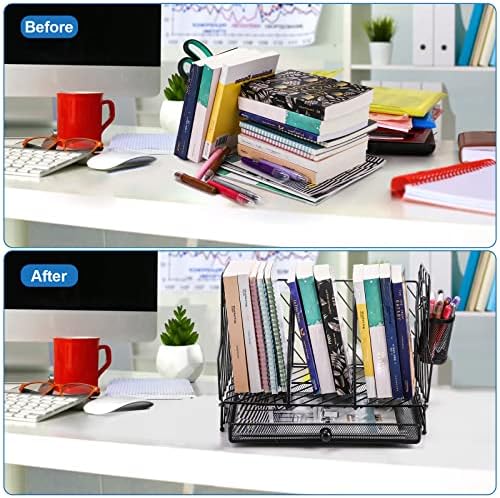 Mezchi Black Desk Organizadores e acessórios, Office Supplies Organizador de mesa com gaveta, acessórios para
