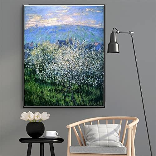 Ameças Blossom Painting de Claude Monet Diy Diamond Painting Kits para adultos, 5D DIVERAÇÃO REDOND