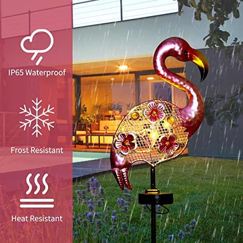 Dreamysoul Solar Garden Lights Outdoor, Metal Flamingo Pathway Pature Luzes solares à prova d'água leve