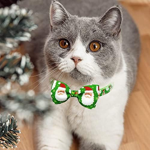 Pohshido Christmas Holiday Cat Collar com gravata borboleta e sino, pacote de gatinho de Kitty 2