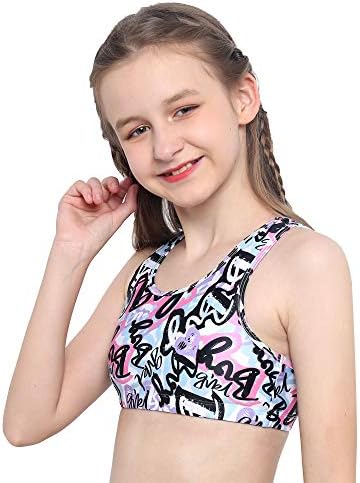 Yartina Kids Girls Sport/Dance/Ginástica Tanques Cami Top Top Floral Print Back Back Activewear