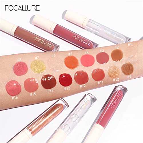 Focalle Plumpmax High Shine & Shimmer Lip Gloss 16 Cores Extrato de Mint e Vitamina E Lip Care Makeup brilhante
