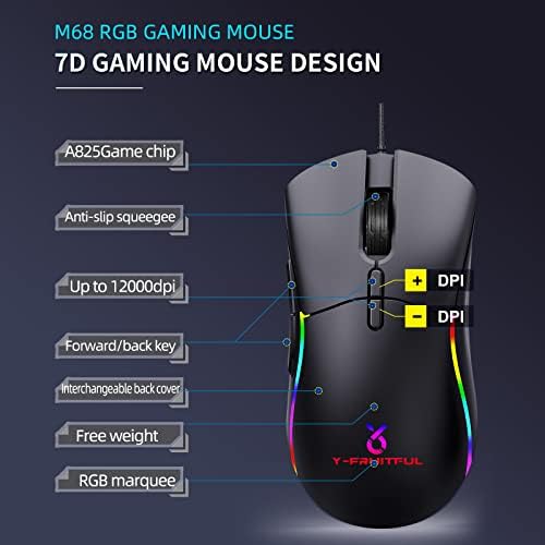 Jieruideng Wired Gaming Mouse, USB Corded Cellular Computer Camundo