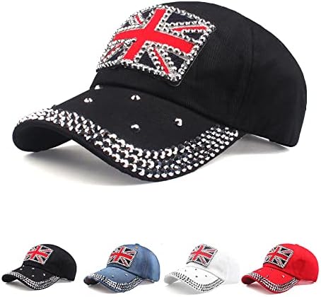 Bandeira do Reino Unido Bling Baseball Caps, Bling Britain Flag Hat for Man and Women