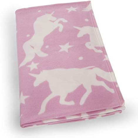 Dreamscene Unicorn Fleece Blanket Jogue mais macio para meninas adultas crianças bebês crianças dupla cama sofá sofá de pelúcia quente e rosa estrelas brancas rosa - 50 x 60