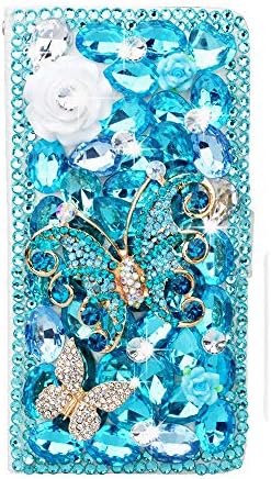 STENES Galaxy Note 4 Caso - Stylish - 3D Flores de cristal Bling Bling Flores de borboleta Design de carteira magnética
