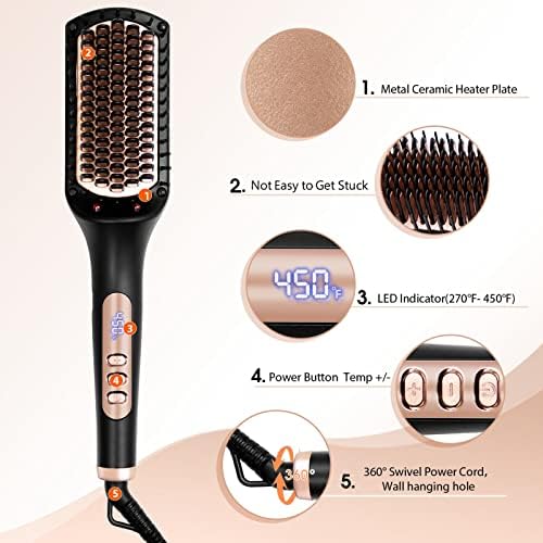 Escova de alisadores de cabelo, pincel de alisamento iônico de nicebay com 6 temp ， cuidados