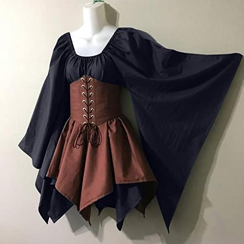 Vestido de espartilho irlandês tradicional para mulheres renascentista medieval gótico manga gótica Lace Up Up