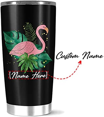 Tumbler de café personalizado, personalize coxineiros adoráveis ​​flamingo com nome, presente exclusivo