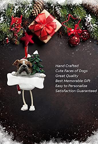Ornamento de Bulldog com ornamento de Natal exclusivo de pernas pendentes e facilmente personalizado