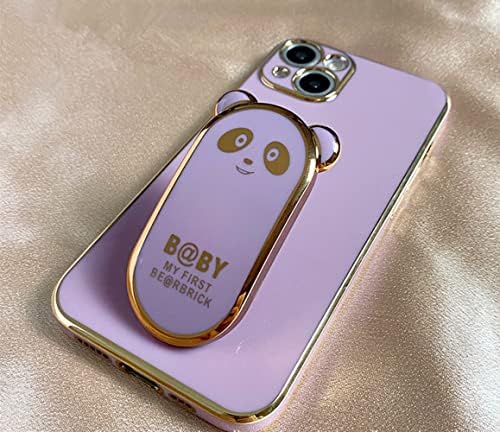 Aulzaju para iPhone 13 Pro Max Case para mulheres meninas, Urso fofo Design de suporte Hidden+Bling