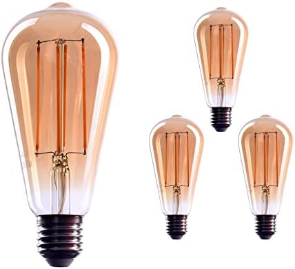 Crown LED 6x Edison Lâmpada E26 Base Base Dimmível Bulbos Incandescentes, 110V-130V, 40 watts equivalente,