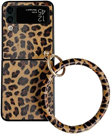 Casos de impressão de leopardo da moda Zelimeri para Samsung Galaxy Z Flip 4 com capa de telefonia para anel de