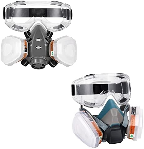 Máscara do respirador com filtros - tampa de meia face reutilizável com óculos de segurança