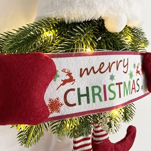 Grinalsa do Jarocye Feliz Natal com luzes LED, Grinaldas de decoração de Papai Noel para a porta
