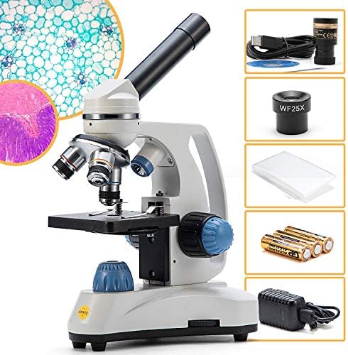 Microscópio de estudante composto Swift SW150 com câmera ocular e kit de acessórios para preparação para slides do microscópio infantil
