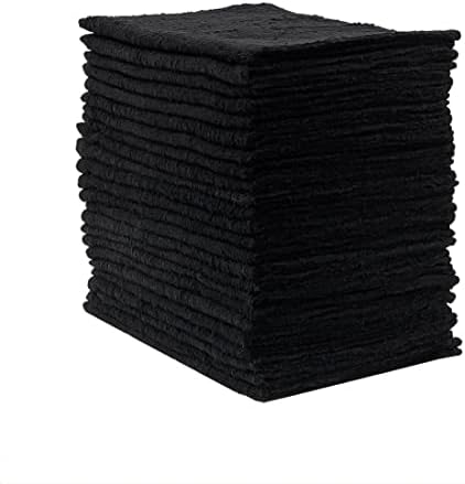 Toalhas de salão de algodão Eurow, macias e absorventes, 16 por 27 polegadas, preto, 24 pacote