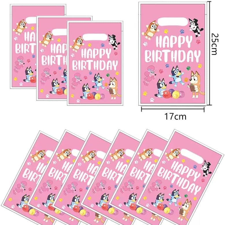 30pcs Pink Blueys Party Gift Sachs, Pink Blueys Gift Candy Sacts Festa de festa para crianças ， Pink Blueys Birthday