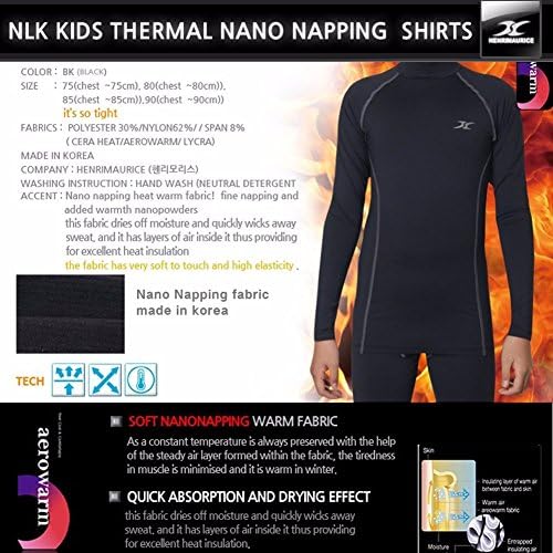 Roupa térmica Kids Mock Turtleneck Shirts Tops Tops Base Camada NLK