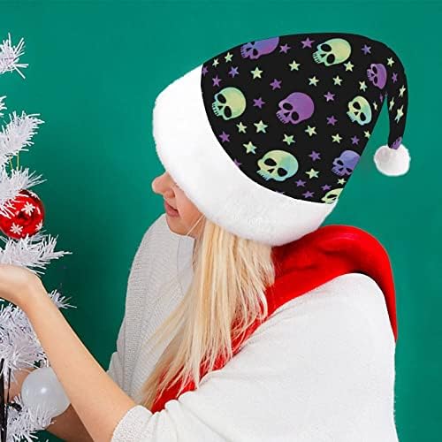 Crânios de neon humano Starry Night Night Funnic Christmas Hat Papai Noel Hats Chapinhos curtos